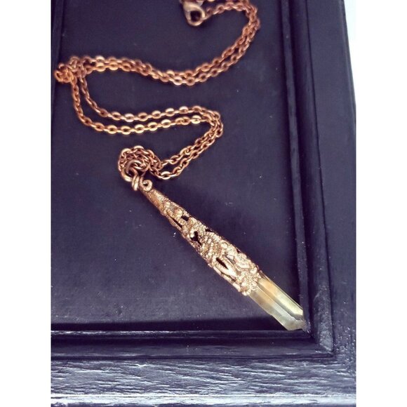 Copper Filigree red quartz crystal necklace handmade copper electroplated - Picture 4 of 12